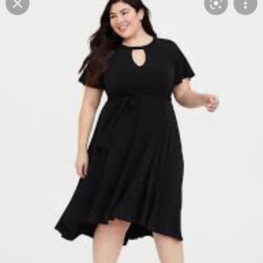 BLACK STUDIO KNIT HI-LO SKATER DRESS
